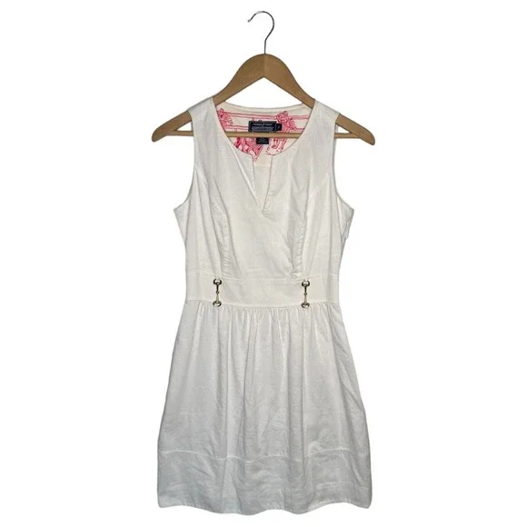 Vineyard Vines | Dresses | Vineyard Vines Kentucky Derby Dress Womens 2 V  Neck Sleeveless Fit Flare White | Poshmark